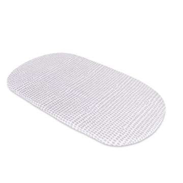 Ely's & Co. Patent Pending Waterproof Bassinet Sheet, No Need for Bassinet Mattress Pad Cover, 2 Pack Neutral Taupe Grey Splash & Stripes,for Baby Girl and Boy