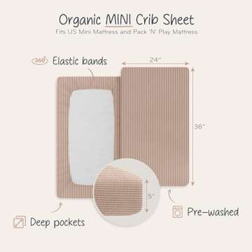 Mini Crib Sheet - Baby Neutral Organic Cotton Fitted Bedding