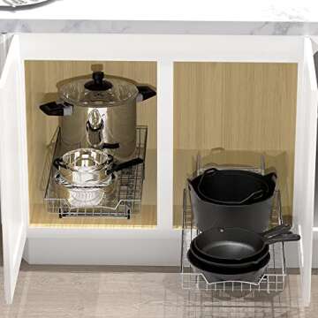 Simple Houseware Under Cabinet Pull Out Sliding Shelf Drawer Organizer, 21" D x 11" W