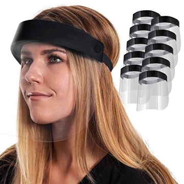 Ultra Clear Face Shields (Pack of 10) - Full Protection for Eyes, Nose & Mouth