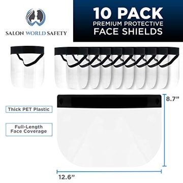 Black Face Shields - Clear 10-Pack for Full Protection