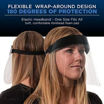 Black Face Shields - Clear 10-Pack for Full Protection