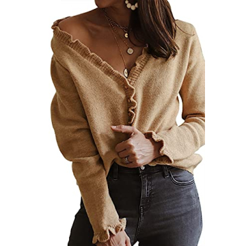 PRETTYGARDEN Women’s Crop Cardigan Sweater in Khaki