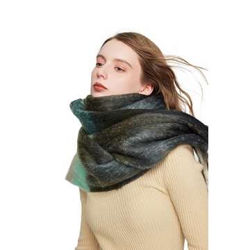 Yatemiole Women's Cashmere Big Coloured Checked Scarf Winter Warm Wrap Scarf (Pattern - 2)