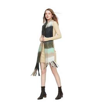Yatemiole Women's Cashmere Big Coloured Checked Scarf Winter Warm Wrap Scarf (Pattern - 2)