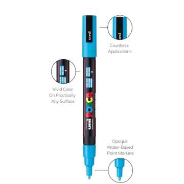 24 Posca Paint Markers, 3M Fine Coloring Markers with Reversible Tips, Posca Marker Set of Acrylic Paint Pens | Posca Pens for Art Supplies, Fabric Paint, Fabric Markers, Paint Pen, Art Markers