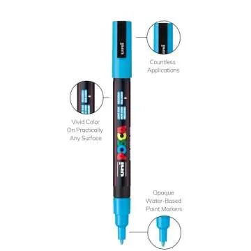 24 Posca Paint Markers, 3M Fine Coloring Markers with Reversible Tips, Posca Marker Set of Acrylic Paint Pens | Posca Pens for Art Supplies, Fabric Paint, Fabric Markers, Paint Pen, Art Markers