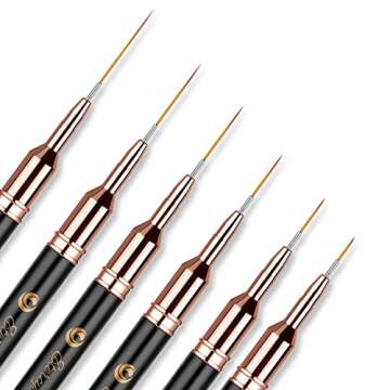 Etercycle Nail Art Liner Brushes: 6-Piece Striping Nail Brush Set for Perfect Nail Designs