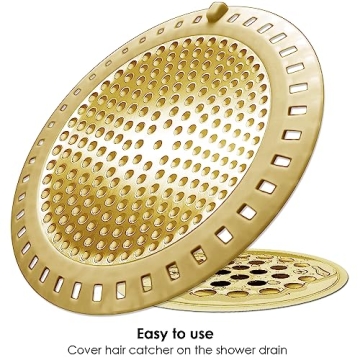 Stainless Steel Silicone Hair Catcher Shower Drain Cover Gold