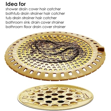 Stainless Steel Silicone Hair Catcher Shower Drain Cover Gold