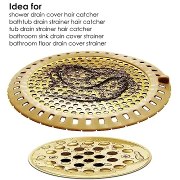 Stainless Steel Silicone Hair Catcher Shower Drain Cover Gold