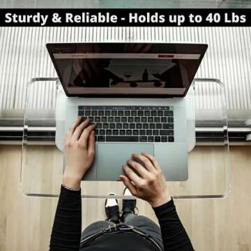 DeskView Premium Standing Desk - Portable & Height Adjustable Tempered Glass Window-Mounted Stand Up Desk - Laptop and Computer Standing Desk - 10 Second Tool-Free Install - Polished Clear Acrylic