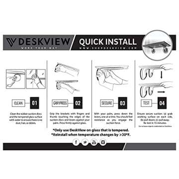DeskView Premium Standing Desk - Portable & Height Adjustable Tempered Glass Window-Mounted Stand Up Desk - Laptop and Computer Standing Desk - 10 Second Tool-Free Install - Polished Clear Acrylic