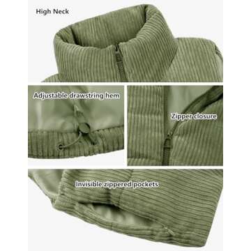 WUEAOA Women's Cropped Puffer Vest Winter Sleeveless Warm Outerwear Vests Lightweight Corduroy Coat ...