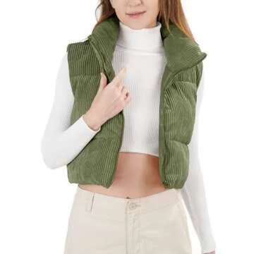 WUEAOA Women's Warm Cropped Puffer Vest for Winter