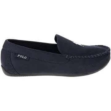 Ralph Lauren Mens' POLO Slipper, Declan Plaid Moccasin House Shoe, Navy, Size 12