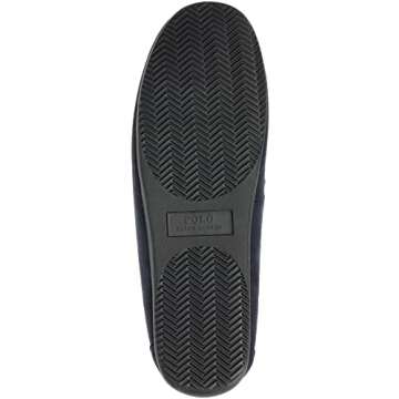 Ralph Lauren Mens' POLO Slipper, Declan Plaid Moccasin House Shoe, Navy, Size 12
