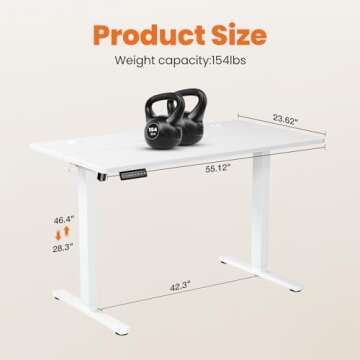 Sweetcrispy Standing Desk Adjustable Height, 50 Inch Electric Standing Desk with 3 Memory Presets, Adjustable Desk Stand Up Desk