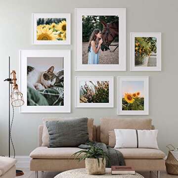 upsimples 16x20 Picture Frame Set of 5, Display Pictures 11x14 with Mat or 16 x 20 Without, Wall Gallery Poster Frames, White