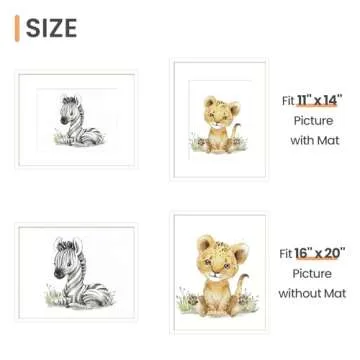 upsimples 16x20 Picture Frame Set of 5, Display Pictures 11x14 with Mat or 16 x 20 Without, Wall Gallery Poster Frames, White