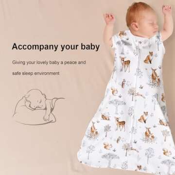PHF 100% Cotton Baby Sleep Sack, 2-Way Zipper Baby Wearable Blanket, 6-12 Months TOG 0.5 Toddler Sleeping Sack, 2 Pack Sleeveless Soft Sleeping Bags for Baby Boys Girls, Medium, Woodland