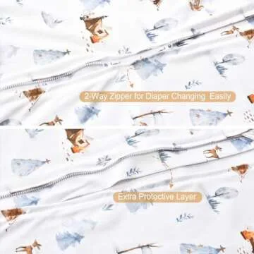 PHF 100% Cotton Baby Sleep Sack, 2-Way Zipper Baby Wearable Blanket, 6-12 Months TOG 0.5 Toddler Sleeping Sack, 2 Pack Sleeveless Soft Sleeping Bags for Baby Boys Girls, Medium, Woodland