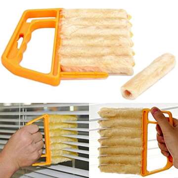 AKOAK Microfibre Blind Blade Cleaner Window Conditioner Duster Clean Brush With 7 Slat Handheld Hous...