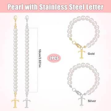 2pcs Letter Charms for Stanley Cup, Alphabet Pendant Tumbler Pearl Handle Charms Chain Personalized ...