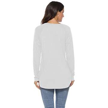 Newchoice Tunic Tops for Leggings for Tall Women Basic Tees Long Sleeve Tshirts (M,White)