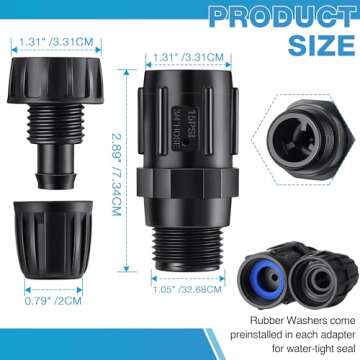 ElectricWise 4 Pcs 15 PSI Drip Irrigation Pressure Regulator Faucet Adapter Kit, 2 Pcs 3/4" FHT x 3/4'' MHT Pressure Regulator, 2 Pcs 1/2 Inch Drip Irrigation Tubing Adapter for Drip Irrigation System