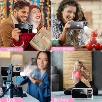 AJDSE Selfie Light for iPhone 15 Case - Rechargeable LED Flash Lighting Case Compatible with Live Stream/Makeup/Video Illuminate for Women - Crystal Clear