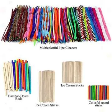 N&T NIETING 1500Pcs Arts and Crafts Supplies for Kids, DIY Kids Arts Crafts Supplies Kit for Toddlers with Pipe Cleaners, Pom Poms, Wiggle Googly Eyes, Folding Storage Box