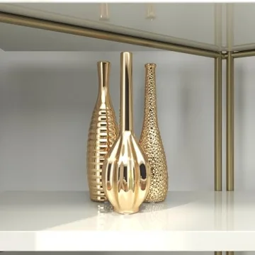 Elegant Decorative Vase Set of 3 - Slim Bottleneck Design