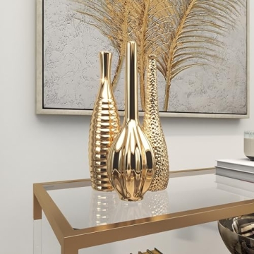 Elegant Decorative Vase Set of 3 - Slim Bottleneck Design