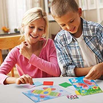 LZHZH Mosaic Sticker Art Sticky DIY Handmade Art Kits for Kids - Sunflower, Butterfly, Sailboat, Woo...