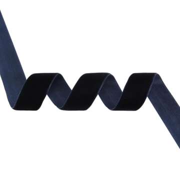 Navy Blue Velvet Ribbon 1 Inch x 25Yards, Nylon Vintage Velvet Ribbons Perfect for Christmas Decorat...