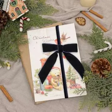 Navy Blue Velvet Ribbon 1 Inch x 25Yards, Nylon Vintage Velvet Ribbons Perfect for Christmas Decoration, Handmade Craft, Gift Wrapping, Bow Making, Bouquet Packaging