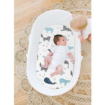 Stretch Fitted Bassinet Sheet Set BROLEX 2 Pack Cradle Sheets for Bassinet Pad/Mattress,Unisex Boys Girls,Ultra Soft,Space Planet