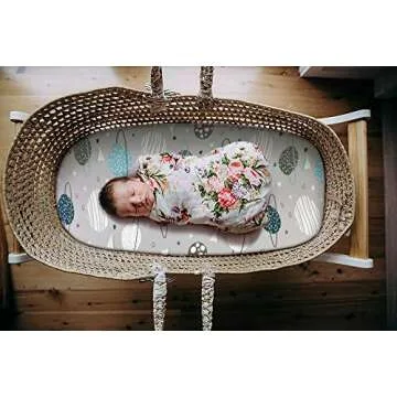 Stretch Fitted Bassinet Sheet Set BROLEX 2 Pack Cradle Sheets for Bassinet Pad/Mattress,Unisex Boys Girls,Ultra Soft,Space Planet