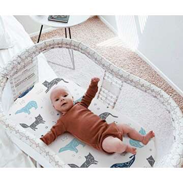 Stretch Fitted Bassinet Sheet Set BROLEX 2 Pack Cradle Sheets for Bassinet Pad/Mattress,Unisex Boys Girls,Ultra Soft,Space Planet