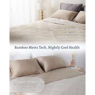 ZonLi Z-Magic Cooling Comforter Oversized King, Hypoallergenic Bamboo Viscose, Lightweight Breathabl...