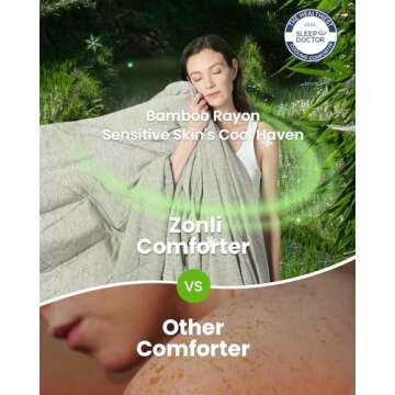 ZonLi Z-Magic Cooling Comforter Oversized King, Hypoallergenic Bamboo Viscose, Lightweight Breathable Soft Summer Blanket for Hot Sleepers, Quickly Cooling Quilt for Night Sweats, Brown 106"x118"