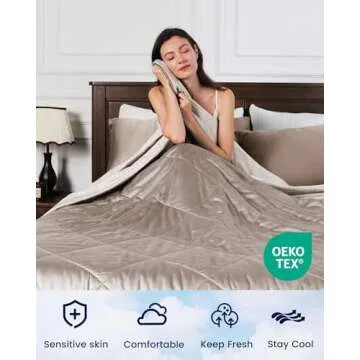 ZonLi Z-Magic Cooling Comforter Oversized King, Hypoallergenic Bamboo Viscose, Lightweight Breathable Soft Summer Blanket for Hot Sleepers, Quickly Cooling Quilt for Night Sweats, Brown 106"x118"
