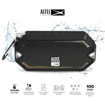 Altec Lansing - HydraMini Wireless Bluetooth Speaker, IP67 Waterproof USB C Rechargeable Battery wit...