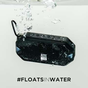Altec Lansing - HydraMini Wireless Bluetooth Speaker, IP67 Waterproof USB C Rechargeable Battery with 6 Hours Playtime, Compact, Shockproof, Snowproof, Everything Proof (Black)