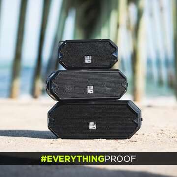 Altec Lansing - HydraMini Wireless Bluetooth Speaker, IP67 Waterproof USB C Rechargeable Battery with 6 Hours Playtime, Compact, Shockproof, Snowproof, Everything Proof (Black)