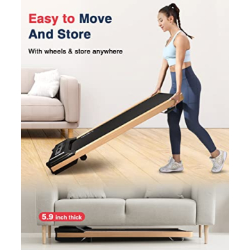 Elegant Redliro Wood Walking Pad Treadmill for Home Office