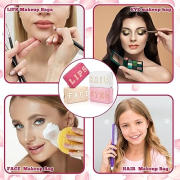 Buy Cute Pinkunn Chenille Makeup Bag Set for Women