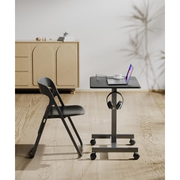 JUNHEDAMAI Adjustable Mobile Standing Desk for Home Office