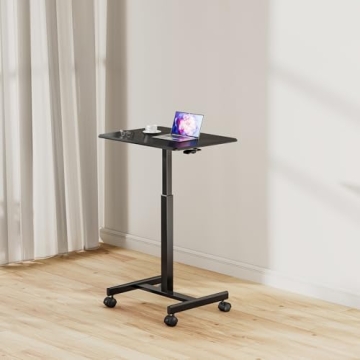 JUNHEDAMAI Adjustable Mobile Standing Desk for Home Office